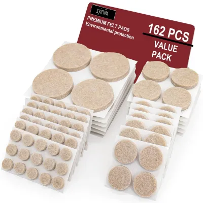 Felt Pads 162 PCS Beige Felt Furniture Pads for Protecting Hardwood Floors Round Assorted Sizes Value Pac