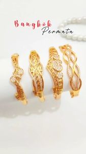 GL 162 - Gelang xuping gelang dewasa bangle permata bunga perhiasan wanita lapis emas imitasi 18k - Cute
