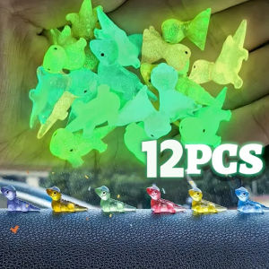 12PCS Cute Luminous Mini Resin Lizard Car Dashboard Toys Dolls Figures Home Garden Decoration Cartoon Car Ornaments Gifts