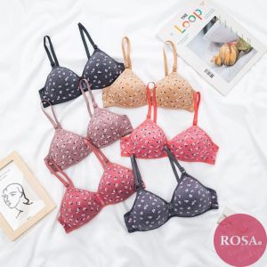 Rosa Traditional Flowers Print Bra Cup A Thin Middle Aged Adjustable Bra Non-wired 266
