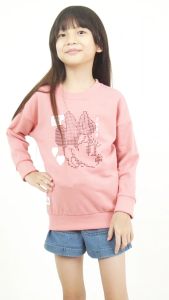 Forest X Disney Mickey 3D Effects 250GSM Premium Weight Cotton Reg Fit Round Neck Ladies/Girl Sweater -FW830004/FWK30004