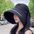 Ice Silk Womens Summer Wide Brim Sun UV Protection Cycling Outdoor Face Covering Empty Top Cap Breathable Hat. 