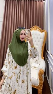 Gamis Set Hijab Rayon Diamond Mewah Murah Elegan 2025