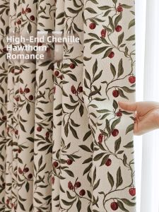 Vintage American Rustic Style Chenille Blackout Curtains For Living Room and Bedroom