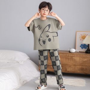 SHAPRA | Childrens Cartoon Short Sleeve Round Neck Cotton Pajama Set