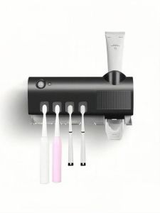 Multifunctional UV Sterilizer Toothbrush Holder Wall Mount Smart Toothpaste Dispenser Storage Box with UV Disinfection for Bathr