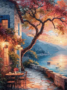 HUACAN 11CT Embroidery Packages Tree Landscape Seaside Cross Stitch Kits Nature Hobbies Creative Diy Needlework