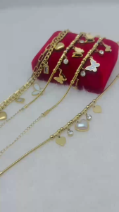 stainless steel gold snake chain bracelet for women NON TARNISH hear butterfly