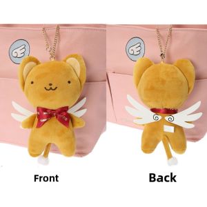Anime Collaborative Sakura Sister Zipper Canvas Tote Handbag Versatile Kero Bag Casual Korean Style Soft Handbag Polyester Lining