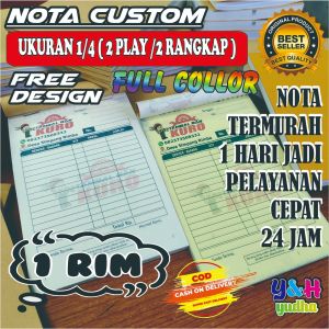 nota custom/nota 1/4 2 ply 50 set 100 lembar 1 rim Y&H yudha grafika