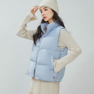 Áo Khoác Lông Vịt Nữ Dày Không Tay Cổ Đứng Thời Trang Chống Lão Hóa Áo Khoác Mùa Đông Phong Cách Hàn Quốc