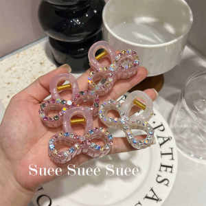 Shark Fin Hair Clip Czech Diamond Glittering Flower Medium Size East Gate Sweet Temperament Candy Color Fashionable Accessories