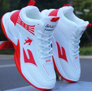Mens new white high top basketball shoes breathable sports shoes for students mens casual wear-resistant anti slip running shoes
