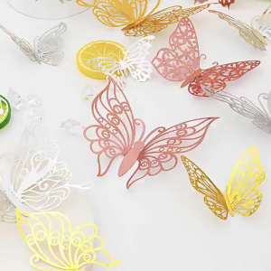 Stiker Balon Kupu-kupu Berongga 3D 12 pcs untuk Dinding Dekorasi Pernikahan Pesta Ulang Tahun Anak