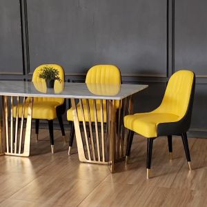 Set Meja Makan Top Marmer Putih Carrara Kursi 4