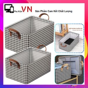 Hộp Vải Khung Sắt Họa Tiết Caro Gấp Gọn Tiện Lợi - Hộp Đựng Quần Áo Không Ngăn Khung Thép Giỏ Đựng Quần Áo Giúp Sắp Xếp Tủ Đồ Gọn Gàng