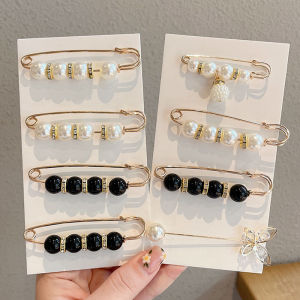 Women Waist Needle Jeans Skirt Waist Big Change Small Anti-running Pin Pearl Rhinestones Lapel Pins Clothes Accessories
