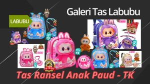 Tas Ransel LABUBU Tas Anak perempuan Sekolah PAUD TK SD Tas Ransel 2 in 1 Karakter LABUBU FREE Tas Slempang Bulat