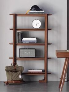 Floor Standing Solid Wood Multi-Layer Shelf against the Wall Simple Storage Rack for Living Room Office Display Storage Cabinet