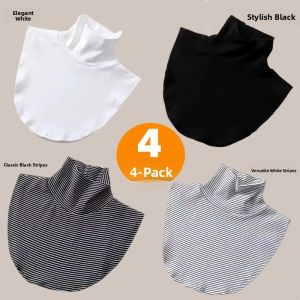 Womens Stripe Half High Collar Fake Collar Neck Protection Scarf Autumn Winter Warmth Protection Korean Style Fashion Accessory