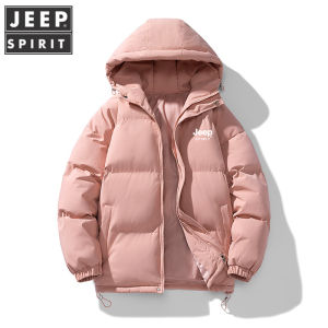Jeep Spirit Womens Winter Jacket Thickened down Cotton Coat Bread Shape Outerwear Short Loose Fit Zipper Closure Pure Color