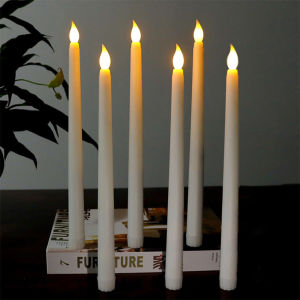 LED Flameless Taper Battery White Candles Amber Yellow Glow Light Long Lasting Flickering Candle