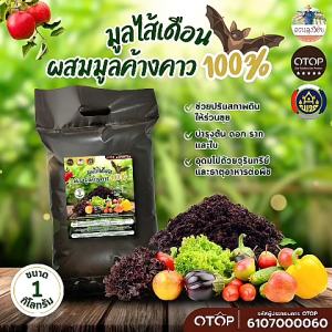 มูลไส้เดือนผสมมูลค้างคาวแท้100% สุดยอดปุ๋ยอินทรีย์บำรุงพืชและปรับปรุงดินอย่างสมบูรณ์ ขนาด 1 กิโล ส่งด่วน ส่งเร็ว