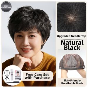 Weiwei | Short Curly Elder Womens Human Hair Full Wig