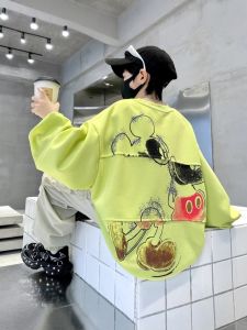 Trendy Casual Male Childrens Clothing Spacious Mid-large Boys Crew Neck Sweatshirt Spring Autumn Fashionable Cartoon Image Top