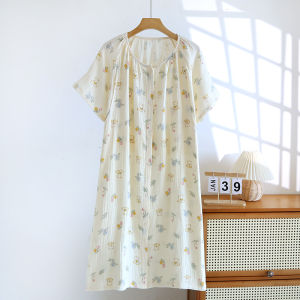 Summer Thin Short Sleeve Maternity Nightgown Long Sleep Dress for Delivery Room Pregnant Women Nursing Sleep Skirt Cotton Sweet Style