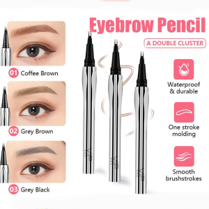 Double-Ended Eyebrow Pencil Two-Prong Brow Liner Long-Lasting Non Discoloring Waterproof Sweat-Proof Eyeliner Pen Ultra-Fine Tip Precision