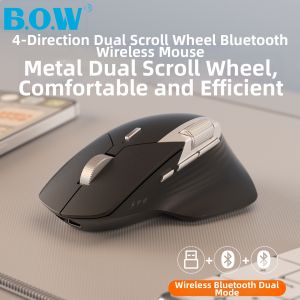 B.O.W | Office Use Ergonomic Silent Dual Side Scroll Wheel Wireless Bluetooth Mouse