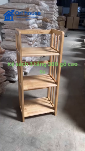 Kệ sách gỗ cao su 3 tầng ngang 40cm chắc chắc đa năng tiện dụng - Ori House