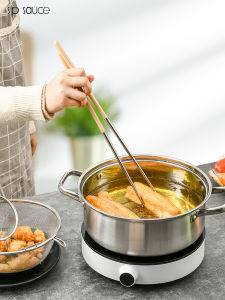 กิ๊บตี๋ยาวไม้สำหรับใช้ในบ้าน ตี๋ทอด อุปกรณ์ทำอาหาร ตี๋ต้ม ทนทานต่อความร้อน สไตล์ญี่ปุ่น ปากกาเลเซอร์ 304 เครื่องมือต้ม