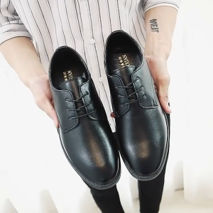 Mens Breathable Leather Shoes Black Soft Leather Soft Bottom Mens Business Formal Wear Casual School Shoes