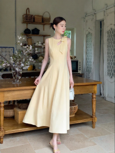 XXNING | Đầm Áo Gile Hở Lưng Thiết Kế Nơ Đẹp Phong Cách Pháp