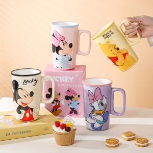 Stitch Anime Peripheral Cute Cartoon Mug With High Appearance And Large Capacity Home Office Drinking Utensils Couple Water Cup