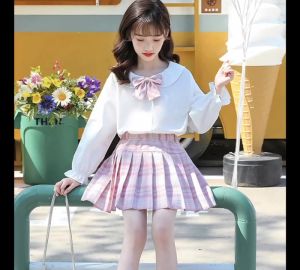 Magic Selection Girl Pleated Skirt – Japanese Style High Waist Plaid Skirt for Kids (2-10 Years)
