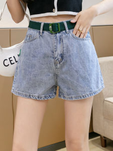 กางเกงขาสั้นผ้ายีนส์ทรงเอเอวสูงสำหรับผู้หญิง กางเกงขาสั้นทรงฮาเร็มแบบบาง กางเกงขาสั้นทรงเอสำหรับฤดูร้อน