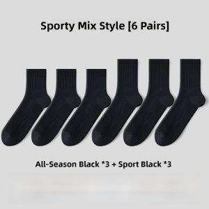 JIAZINI | Mens Basketball Sports Socks Towel Bottom Mid-Calf Anti-Odor Absorbent Cotton 100% White Long Socks For Teenage Boys