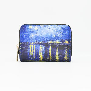 One-Piece 11-Card Slot Large-Capacity Card Holder Van Gogh Starry Sky Convenient Id Coin Purse
