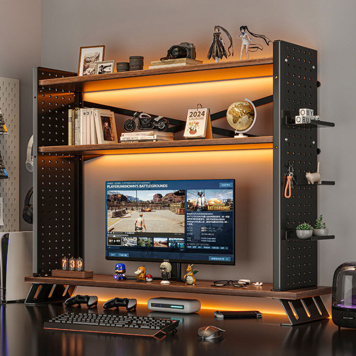 Desktop Computer Riser Rack Multi-Layer Storage Shelf Hole Board ...