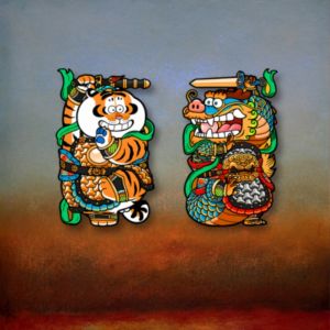 EONE Reflective Decals Cute Tiger Dragon Door God Peaceful Good Luck Car Motorcycle Waterproof Stickers Instant Paste