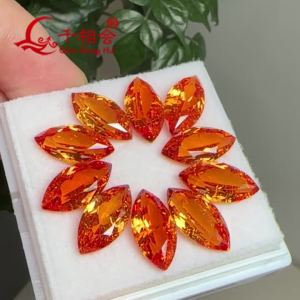 Lab Created Fanta Sapphire with Inclusions Marquise Shape Orange Synthetic Sapphire Loose Gemstones for Jewelry Making