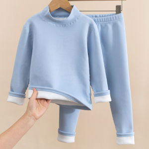 Childrens Stripe Base Layer Shirt High Collar Fleece Lined Pure Cotton Thermal Underwear Single Piece Warm Top for Boys And Girls