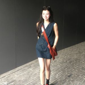 VKSOD | Retro Blue Sleeveless Vest Top Womens Summer Slimming Denim Mini Skirt Set V-Neck Button-Up Casual Comfortable Two-Piece Suit