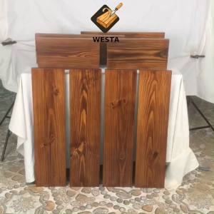 Kệ gỗ gắn tường bằng vít âm kệ gỗ thông tự nhiên nguyên tấm WESTA decor trang trí phòng màu nâu rustic
