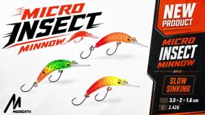 Meredith | MEREDITH Fishing Lure Micro Insect Minnow 2.4g 35mm Topwater Artificial Hard Micro Lure Crankbait Wobblers Perch Trout Baits