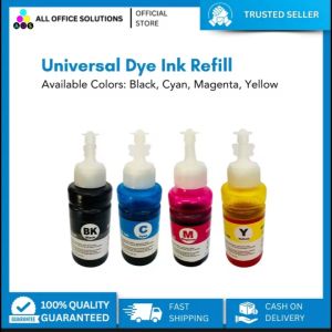 AOS UNIVERSAL DYE INK REFILL FOR PRINTERS AVAILABLE IN CYAN MAGENTA YELLOW AND BLACK