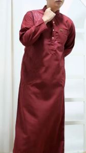 Jubah Muslim - Baju Muslim Pria - Lengan Panjang Bahan - Gamis Muslim Pria Emboss Terbaru Lebaran Ramadan 2025